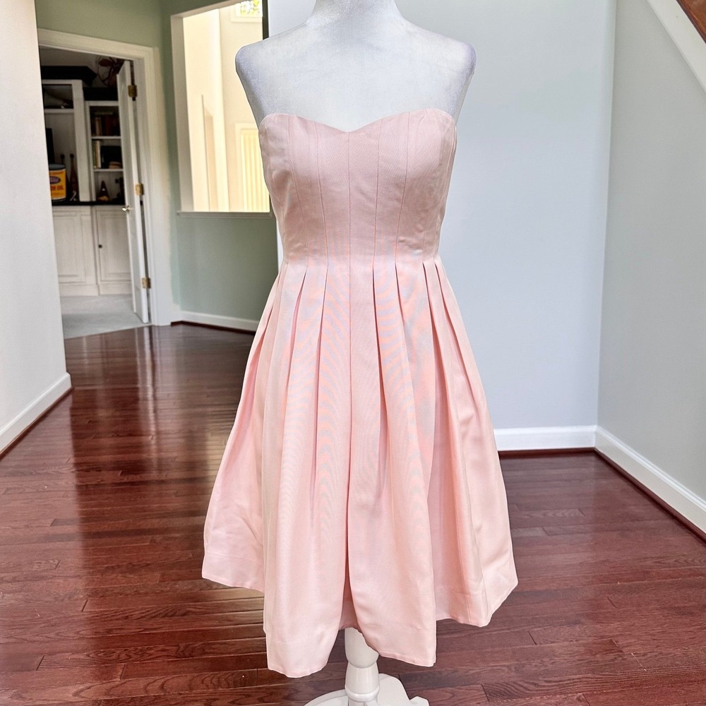 J Crew Baby Pink Cotton Strapless Ballerina Cocktail Dress Feminine Size 2P